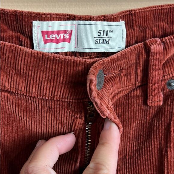 Levi’s Men’s Size 30X30 Slim 511 Rust Orange Corduroy Jeans - Picture 2 of 6
